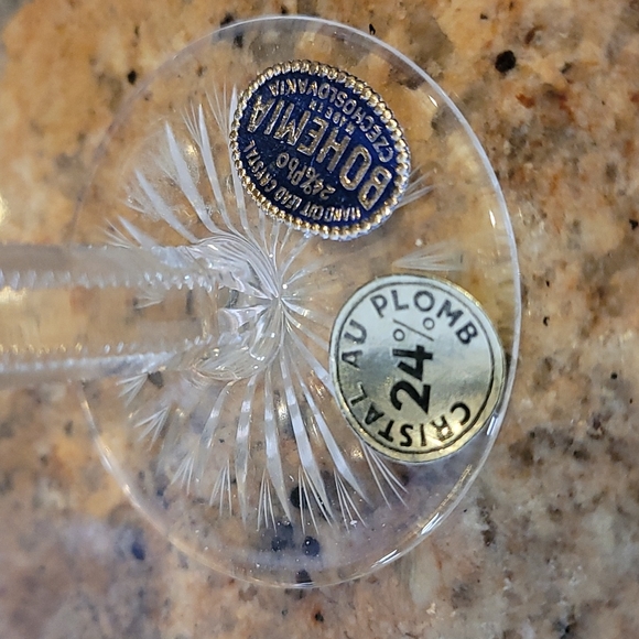 6 Bohemia cut crystal sherry glasses. - Picture 3 of 6